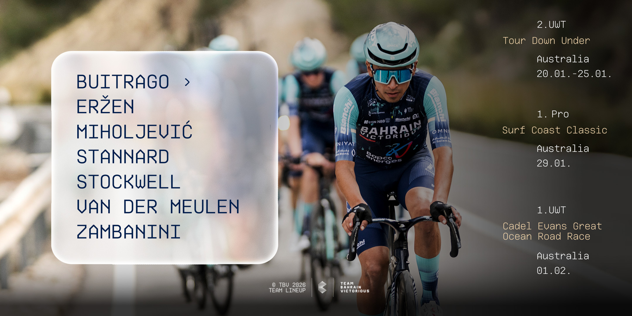 Bahrain Victorious to open the 2026 season at Tour Down Under with Bianchi